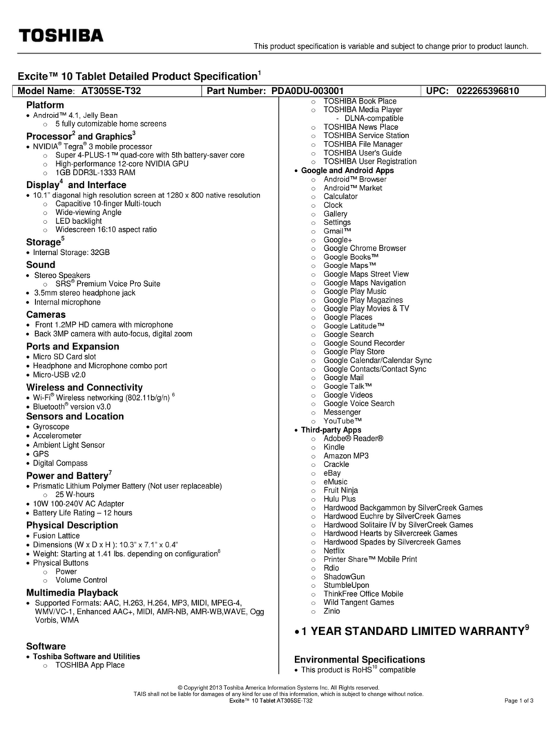 Toshiba Excite AT305SE-T32 User manual