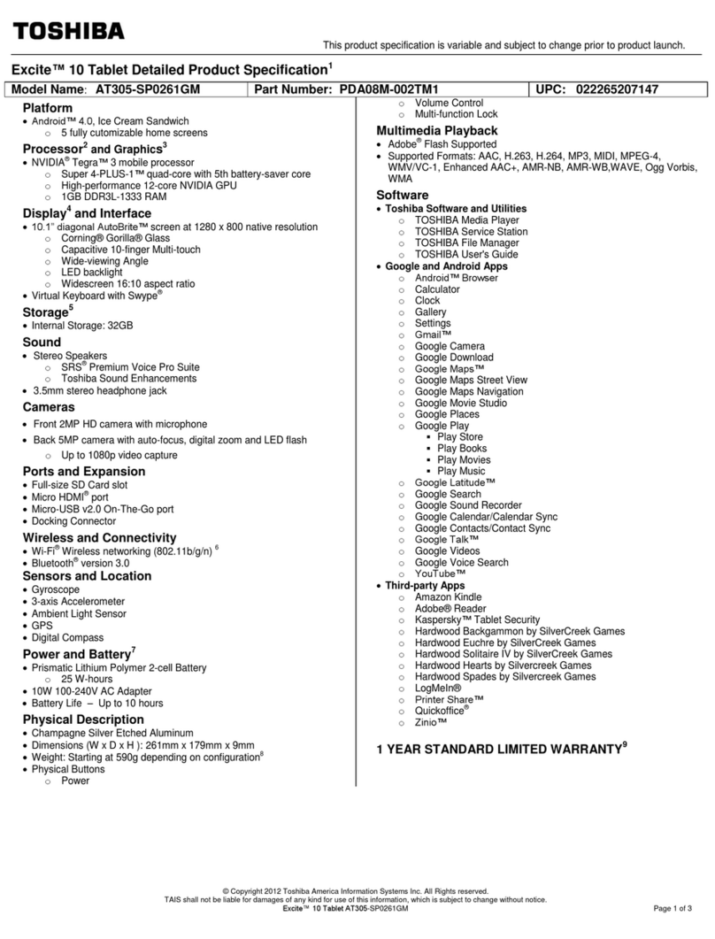 Toshiba AT305-SP0261GM User manual