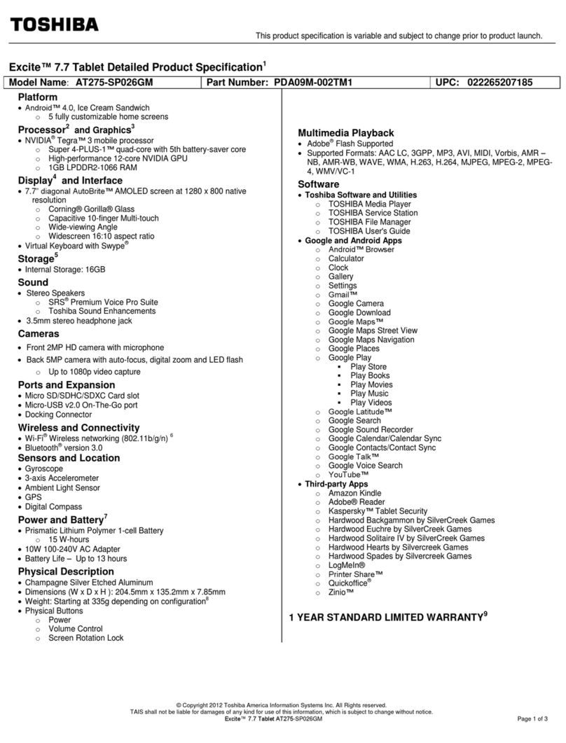 Toshiba AT275-SP026GM User manual