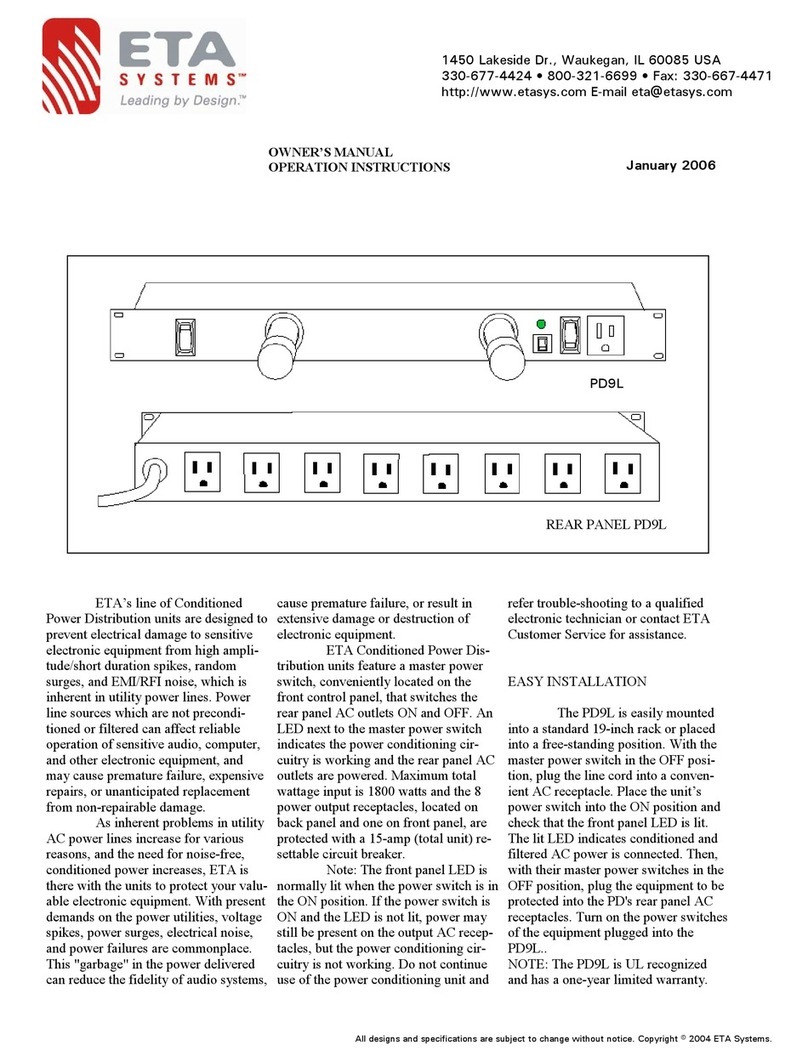 ETA Systems PD9L Owner's manual User manual
