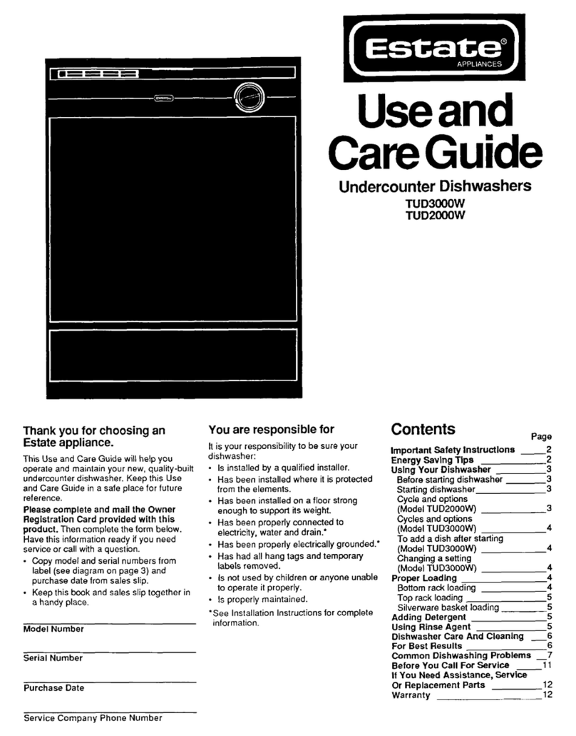 Estate TUD3OOOW Useand care guide