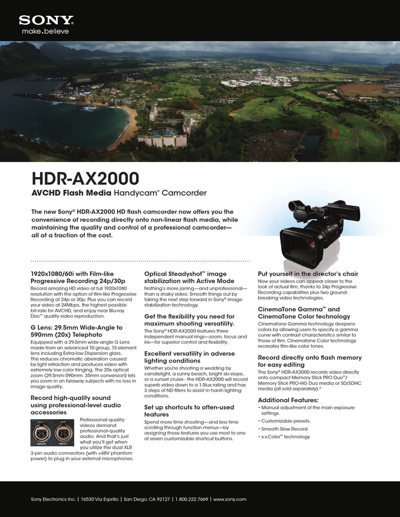 Sony HDR-AX2000 - Avchd Flash Media Handycam... Specifications Sony HDR-AX2000 - Avchd Flash Media Handycam... Specifications