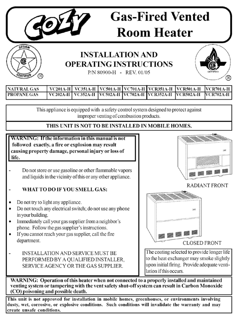 COZY VCR501A-H and Installation and operating instructions