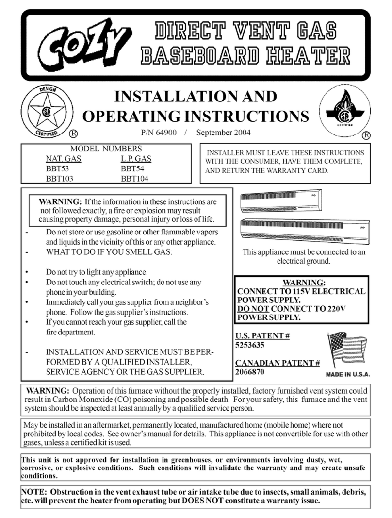 COZY BBT54 and Installation and operation instructions COZY BBT54 and Installation and operation instructions