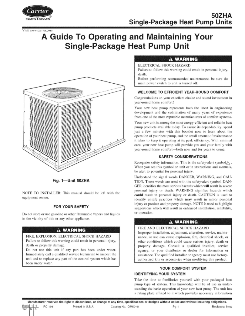 Carrier 50ZHA Guide manual