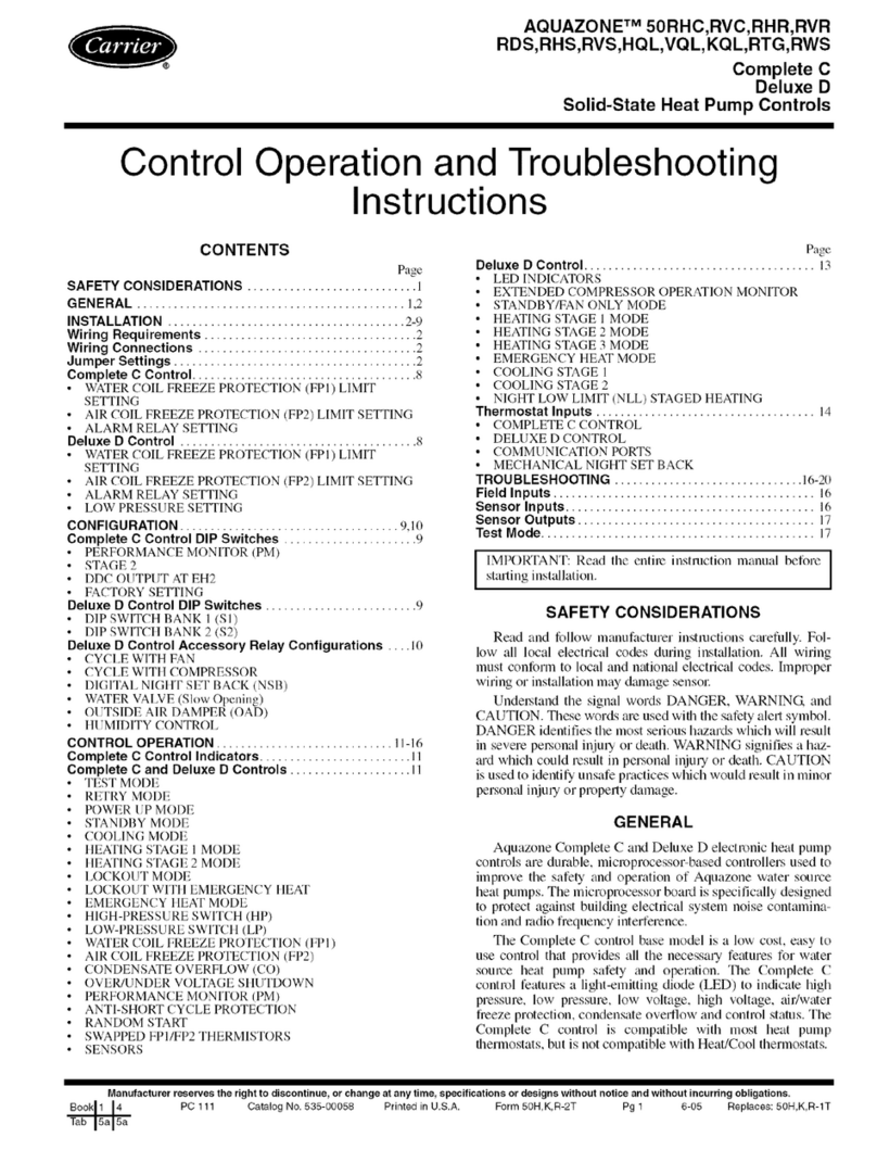 Carrier AQUAZONE 50RHC Operating and troubleshooting