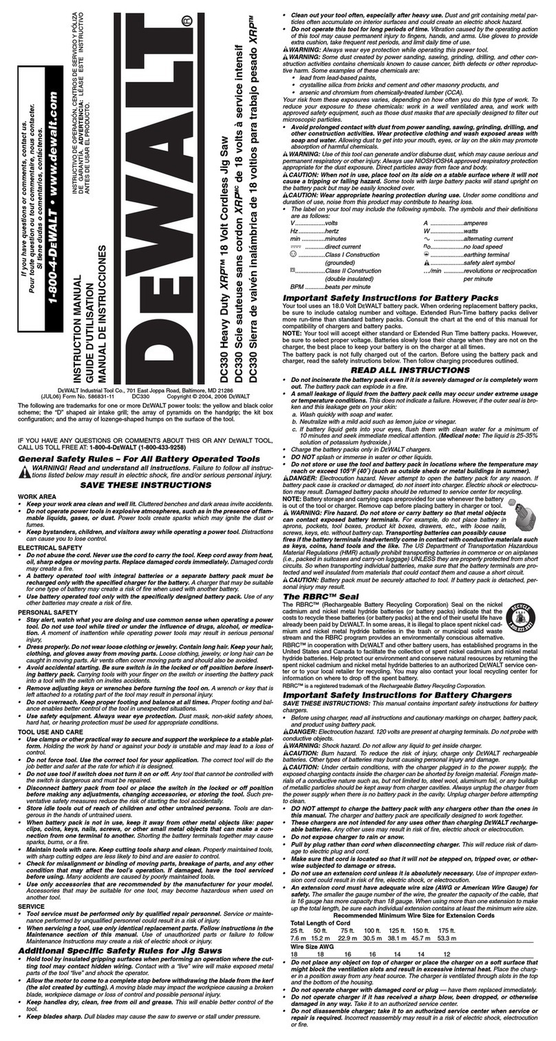 DeWalt DC330 User manual