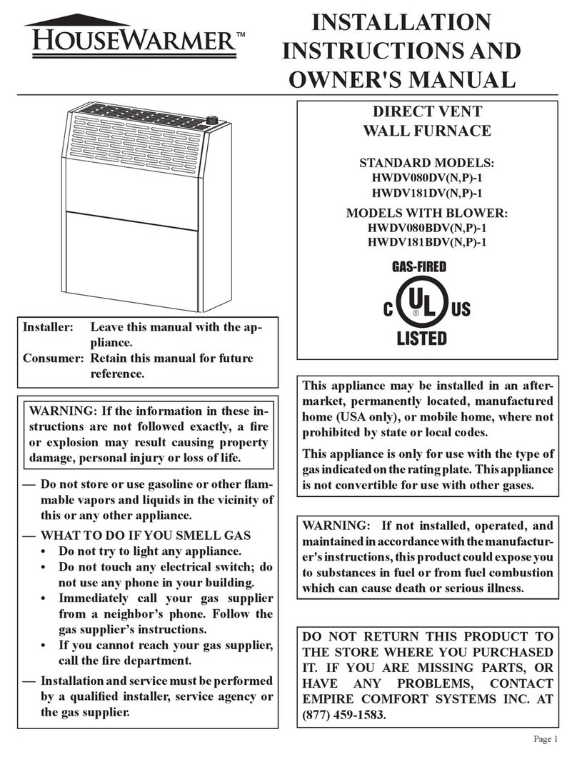 HouseWarmer HWDV080DV(N Installation instructions and owner's manual