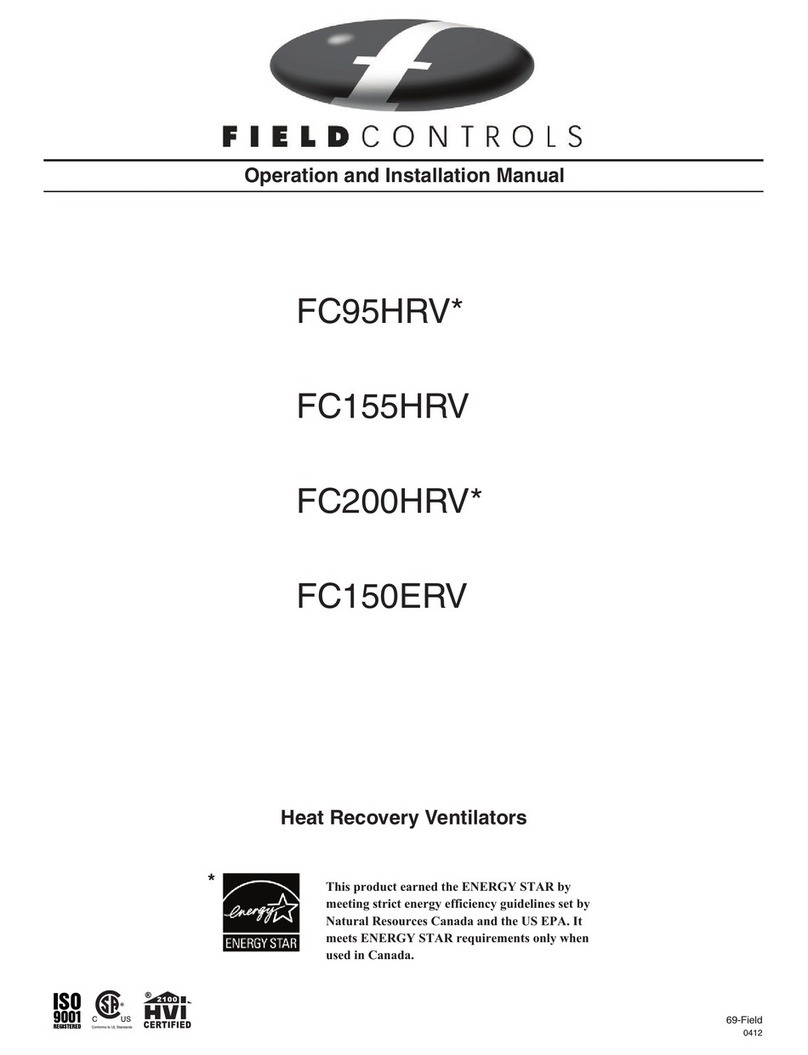 Field Controls FC95HRV Operation and Operation and installation manual Field Controls FC95HRV Operation and Operation and installation manual