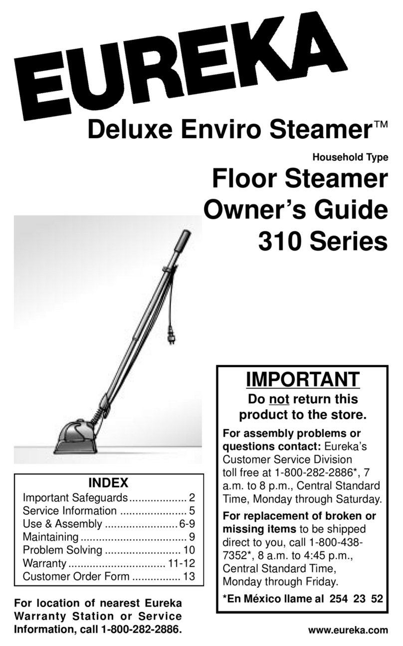 Eureka Deluxe Enviro Steamer 310 Series owner's guide