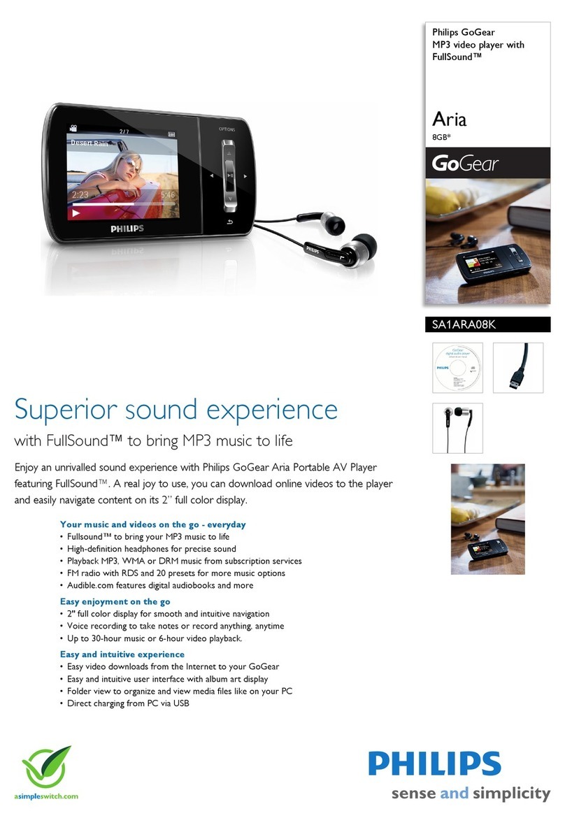 Philips SA1ARA08K - GoGear Aria - 8 GB Digital... User manual