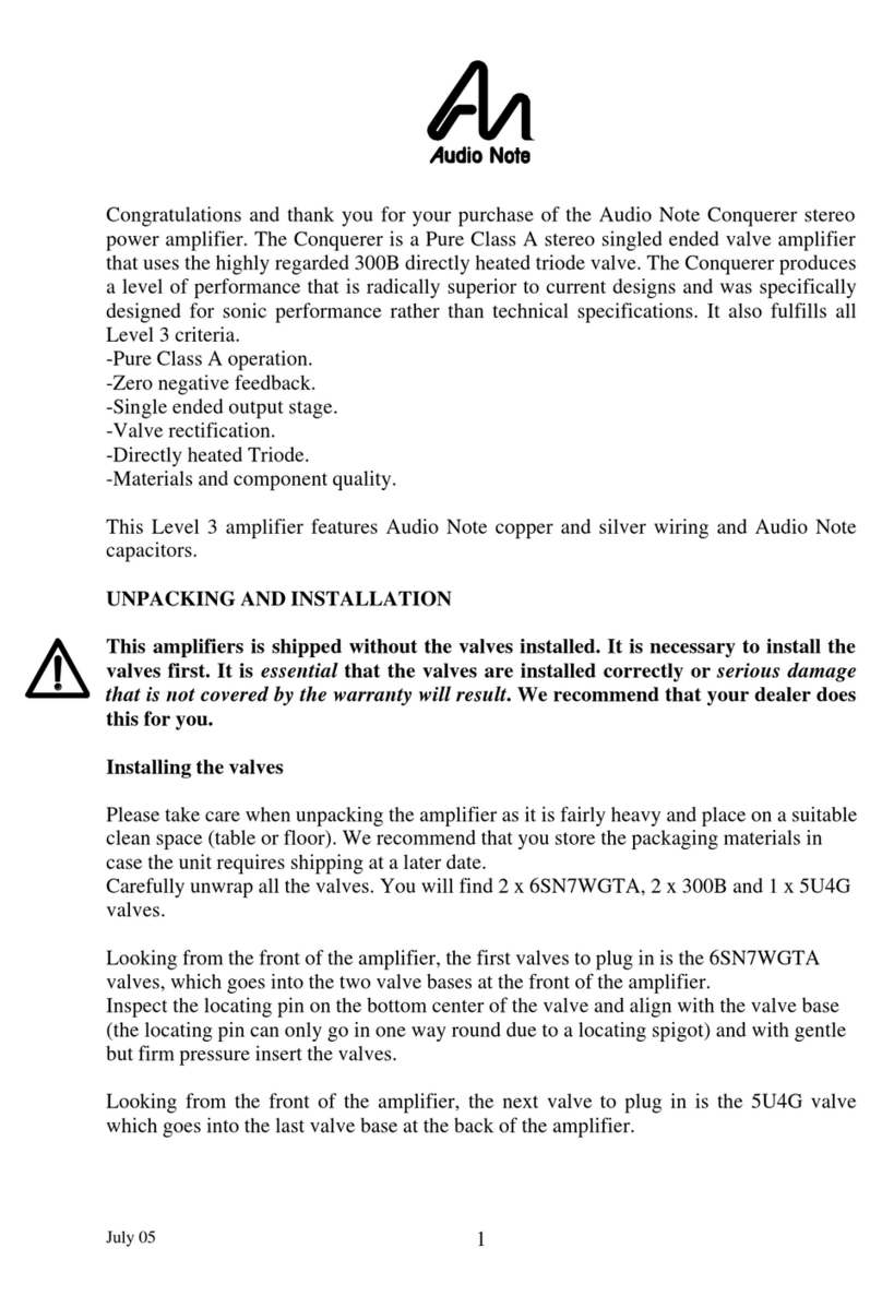 Audio Note Conquerer User manual