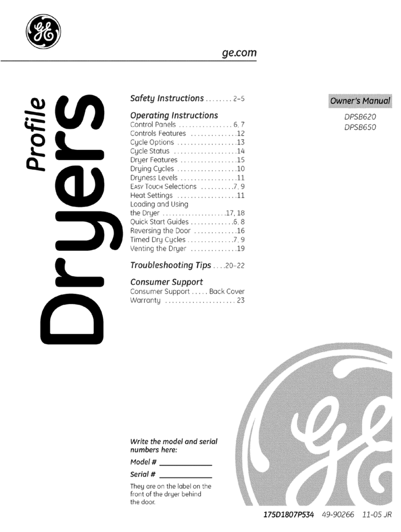 GE Profile DPSB620 User manual
