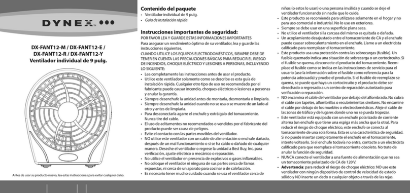 Dynex DX-FANT12-M Parts list manual