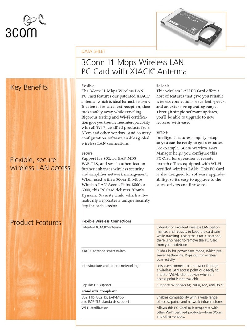 3Com 3CRWE62092B - 11Mbps Wireless LAN PC Card User manual