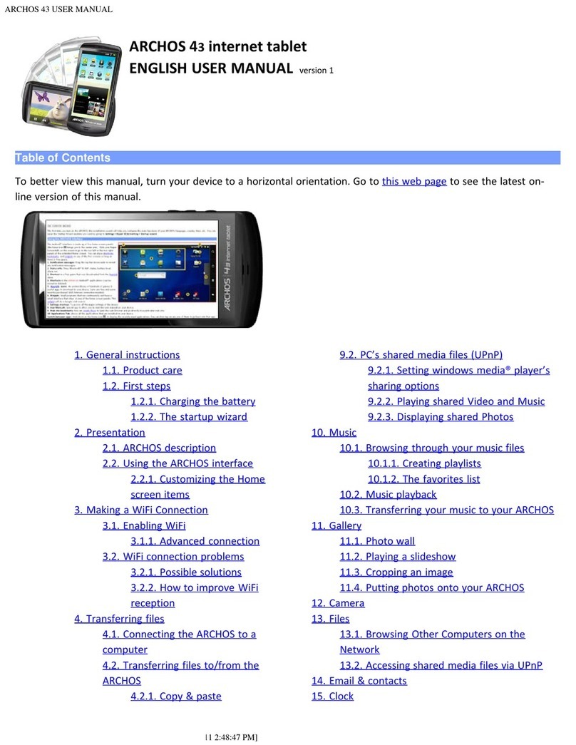 Archos 501578 User manual Archos 501578 User manual