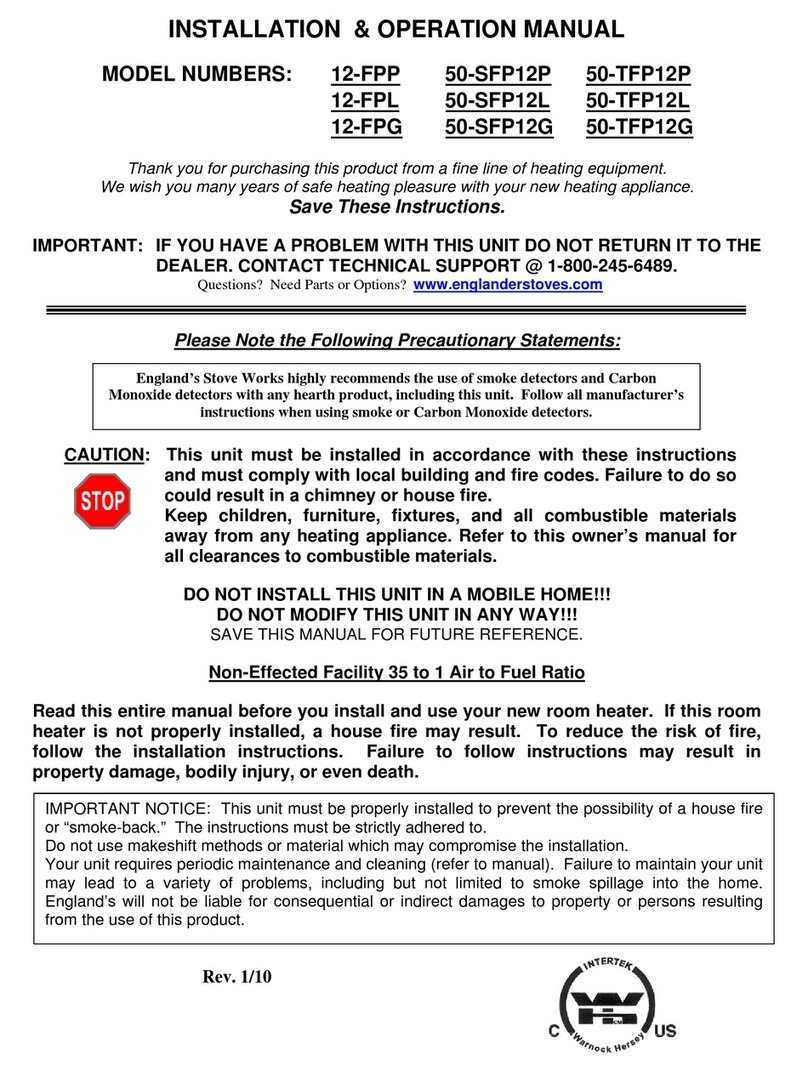 England's Stove Works 12-FPP Installation & operation manual