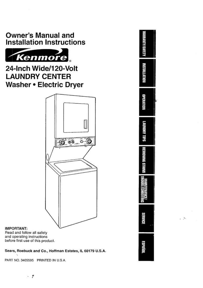 Kenmore 24-Inch Wide/120-Volt LAUNDRY CENTER and Operating instructions