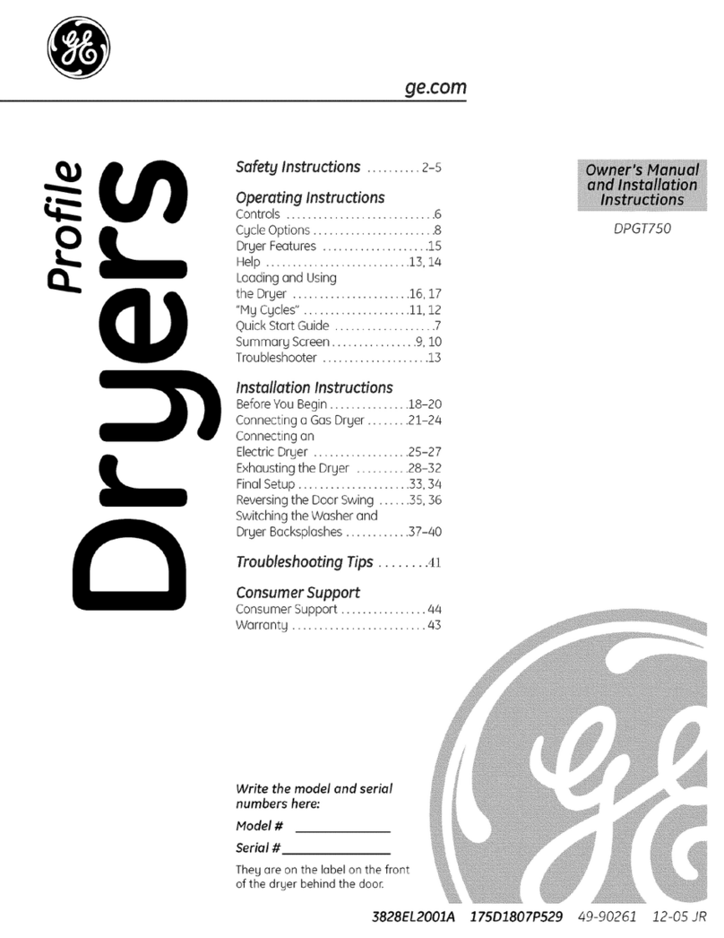 GE Profile DPGT750 Owner's manual and installation instructions