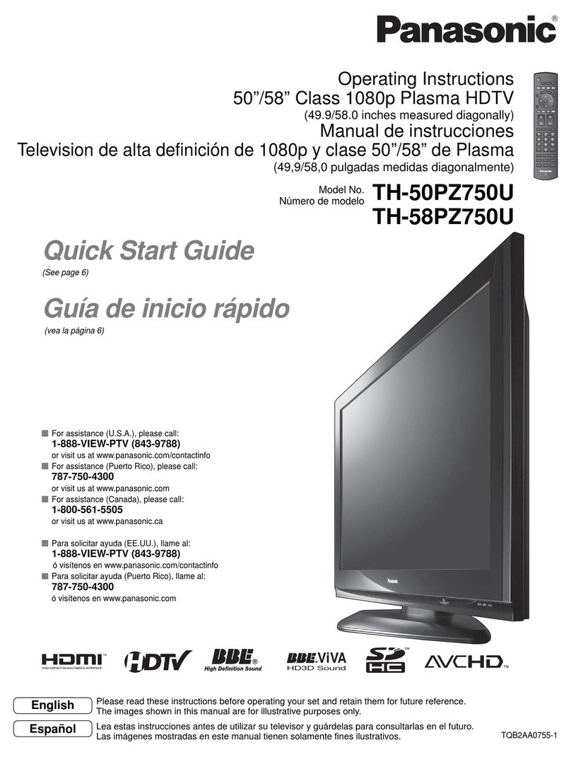 Panasonic TH50PZ750U - 50" Plasma TV Setup guide