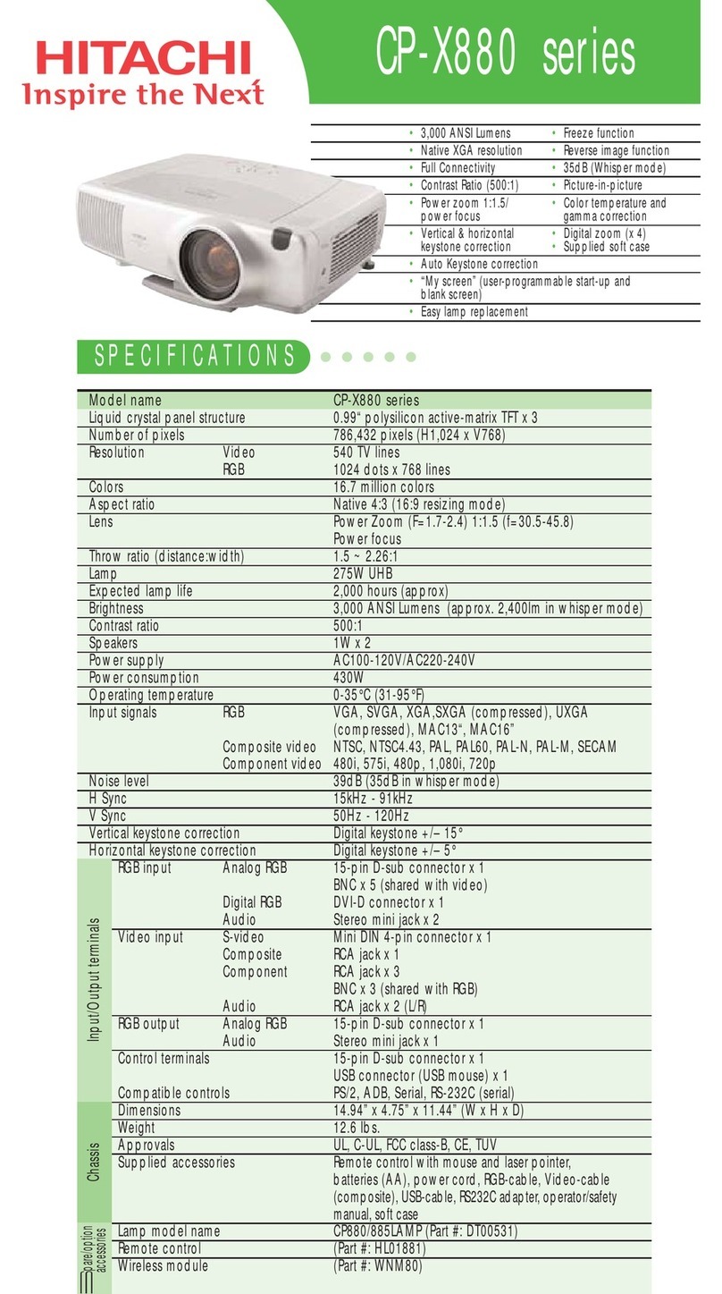 Hitachi CP-X880W User manual