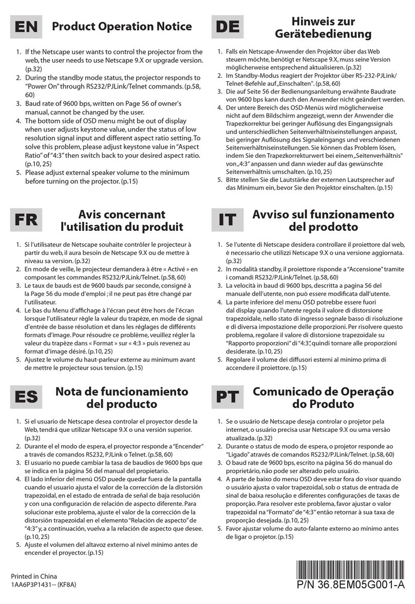 Sanyo PDG-DXL100 - XGA DLP Projector Operation and maintenance manual