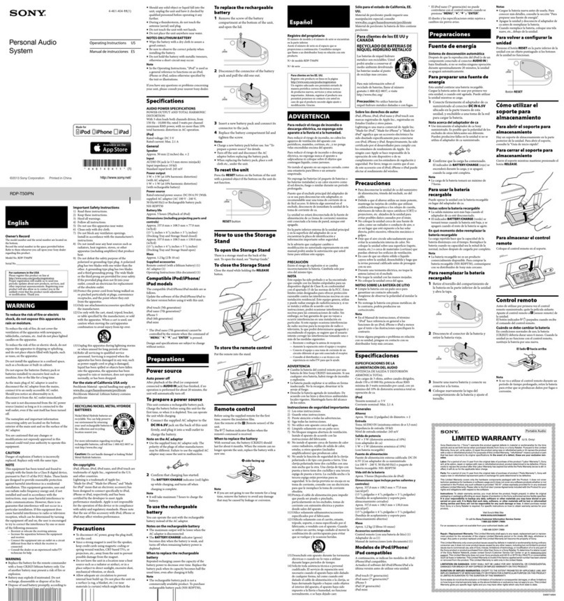 Sony RDP-T50IPN operating instructions