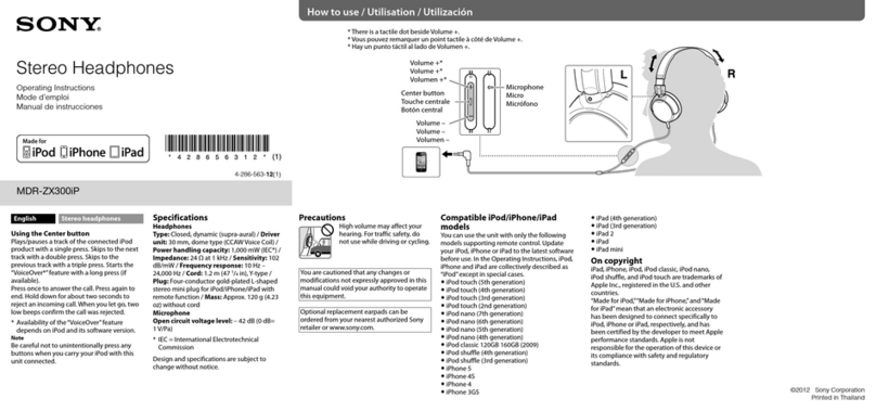 Sony MDR-ZX300IP operating instructions