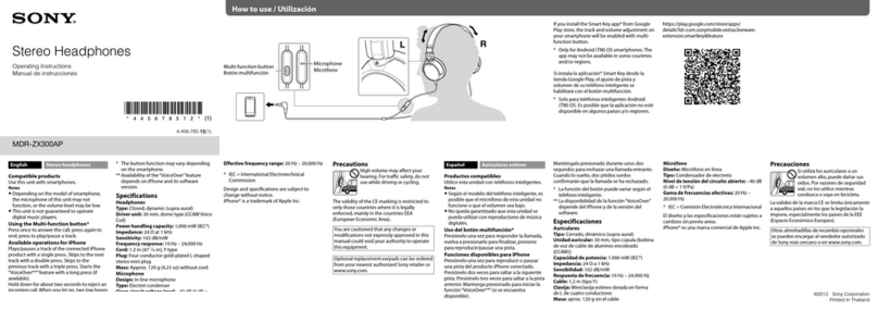 Sony MDR-ZX300AP operating instructions