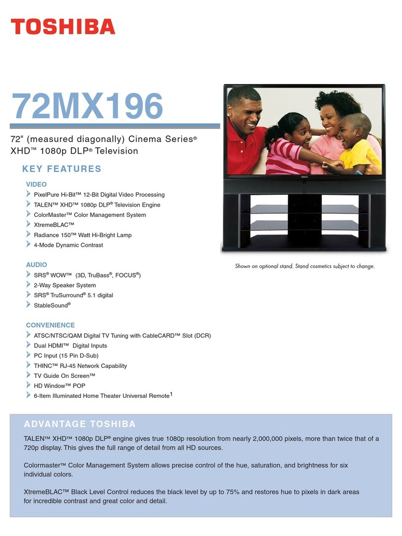 Toshiba 72MX196 - 72" Rear Projection TV specification