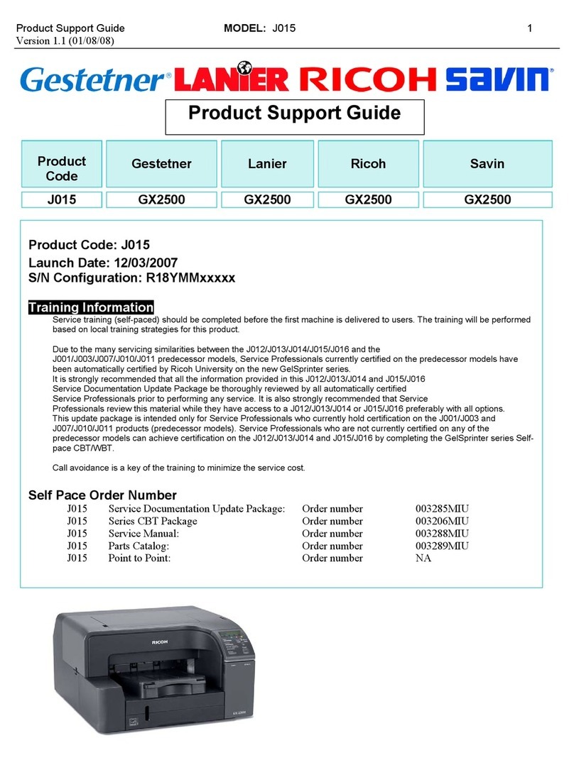 Ricoh Aficio GX2500 Installation instructions