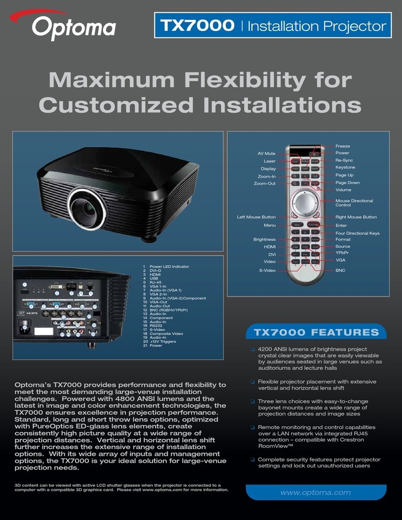 Optoma TX7000 User manual Optoma TX7000 User manual