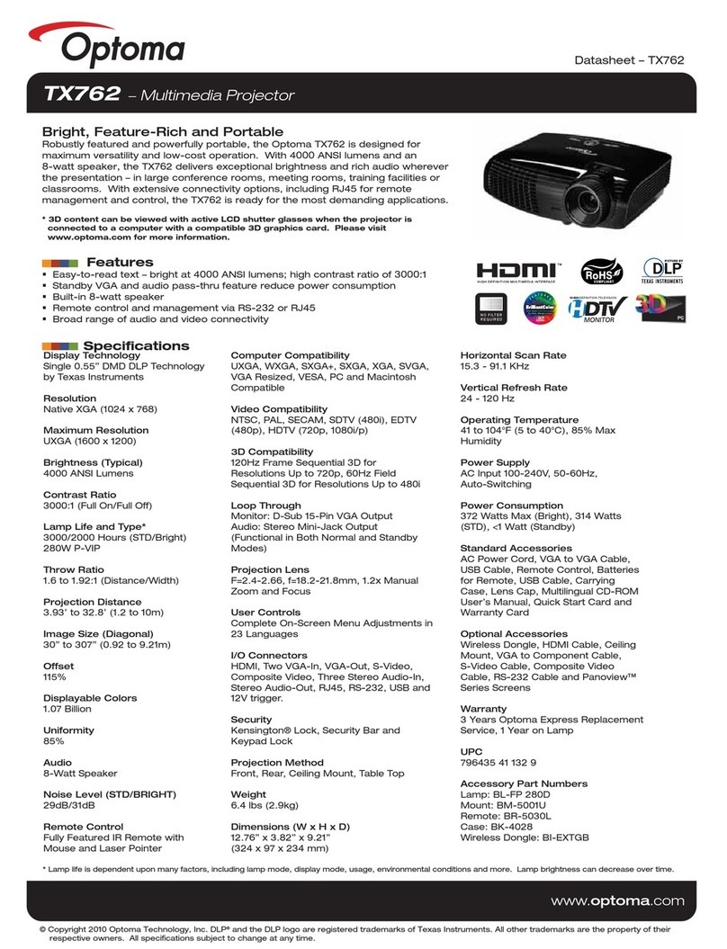 Optoma TX762 User manual