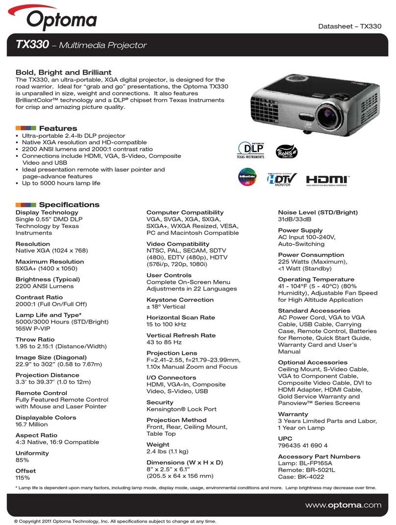 Optoma TX-330 specification