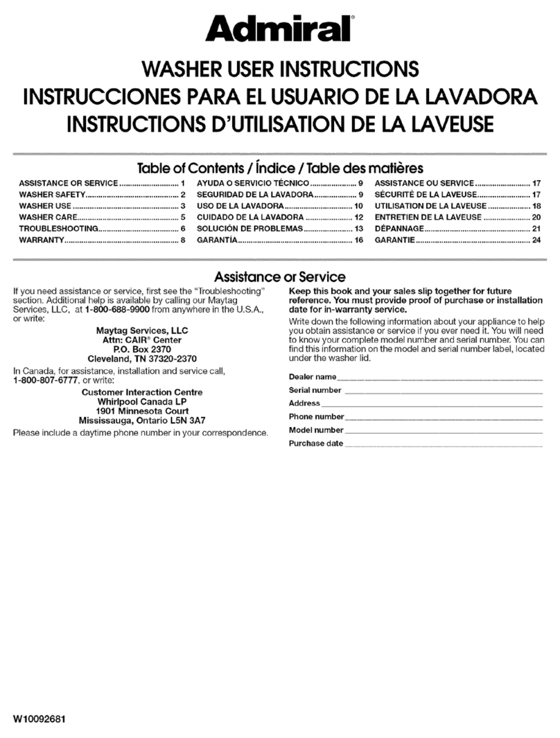 Admiral W10092681 User instructions