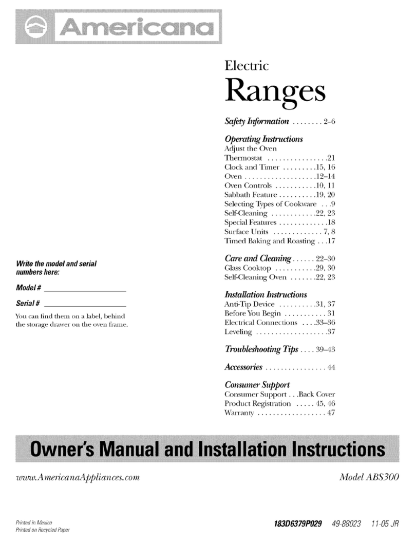 AMERICANA Model ABS300 Owner's manual and installation instructions