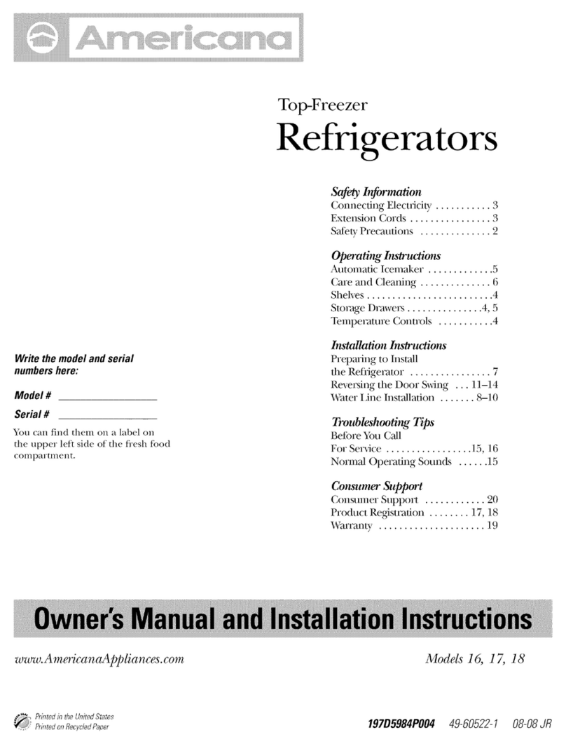 AMERICANA 16 Owner's manual and installation instructions