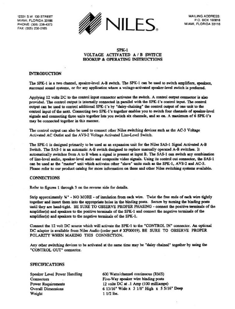 Niles SPK-1 operating instructions