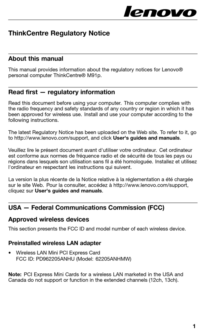 Lenovo ThinkCentre M91p Operation and maintenance manual