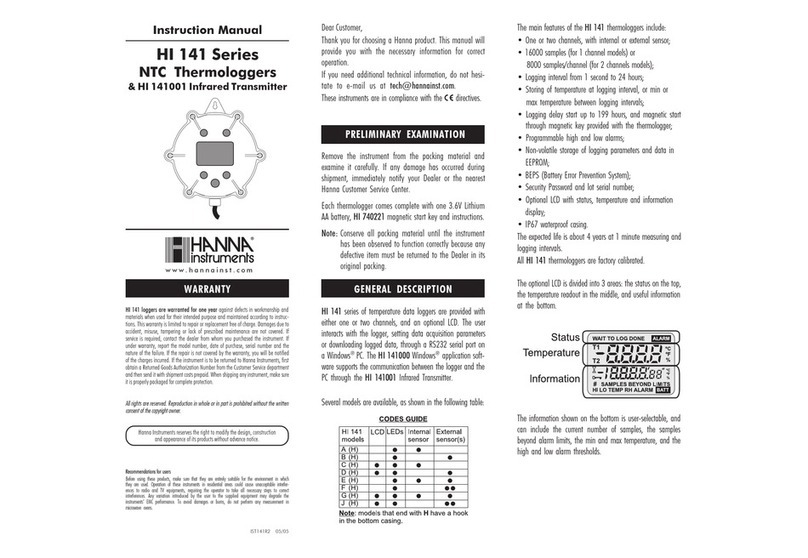 Hanna Instruments HI 141 Series instruction manual Hanna Instruments HI 141 Series instruction manual