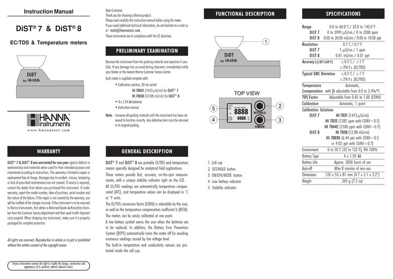 Hanna Instruments DiST 7 User manual