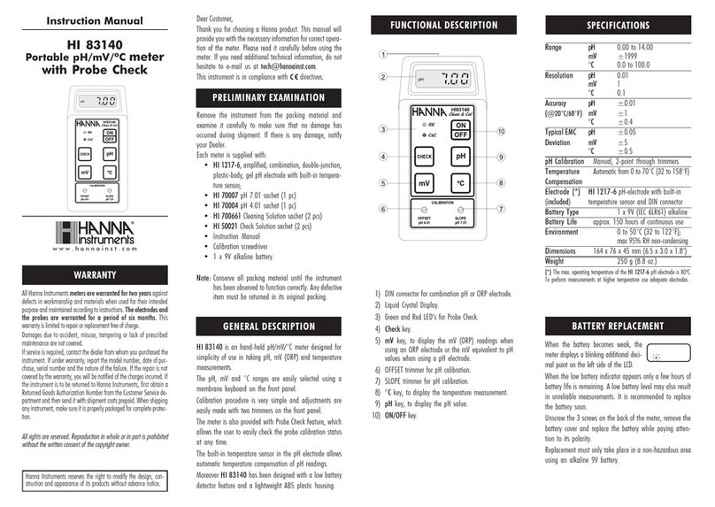 Hanna Instruments HI 83140 User manual