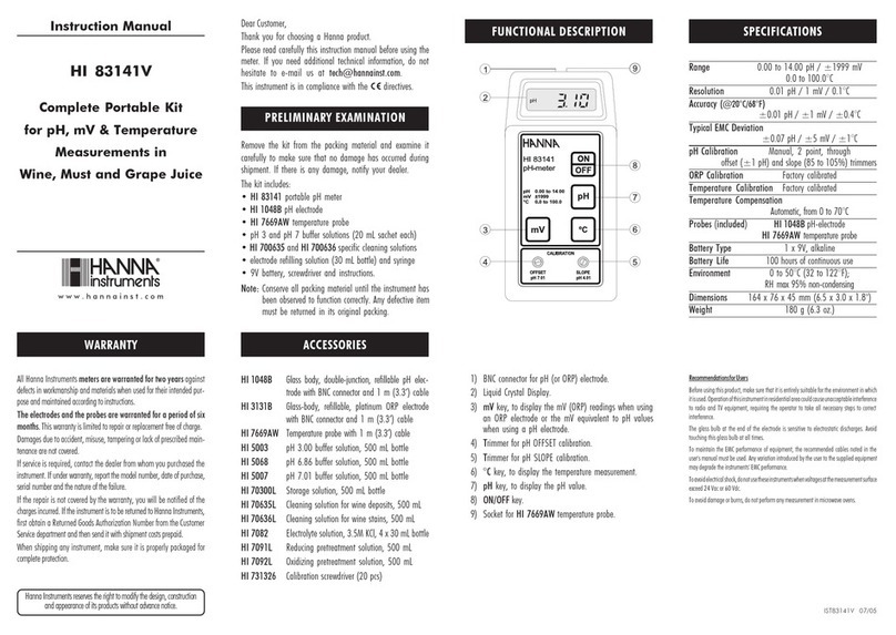 Hanna Instruments HI 83141V instruction manual