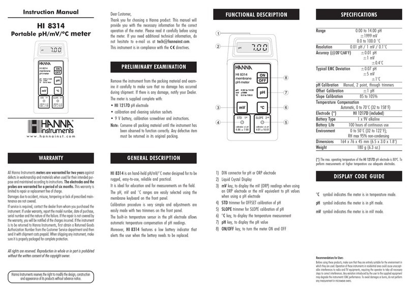 Hanna Instruments HI 8314 User manual
