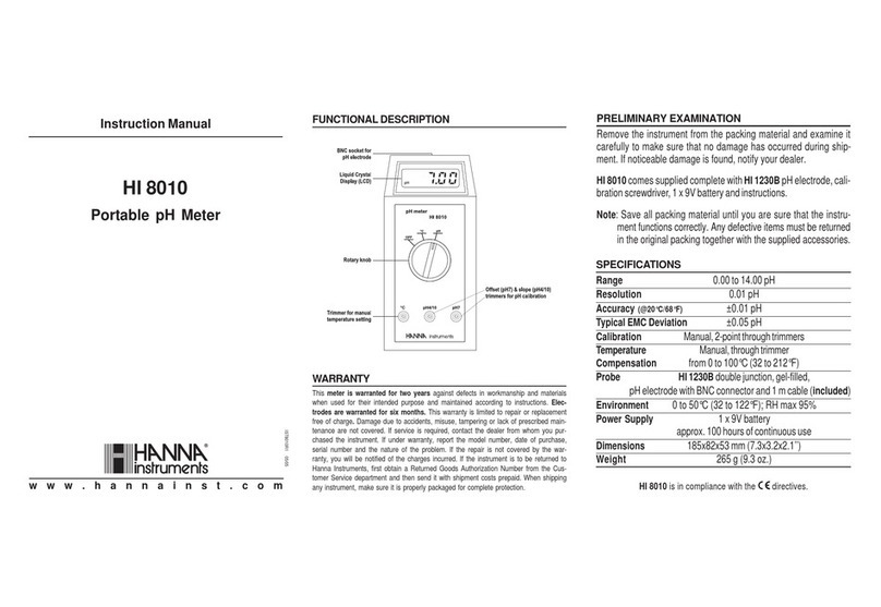 Hanna Instruments HI 8010 instruction manual Hanna Instruments HI 8010 instruction manual
