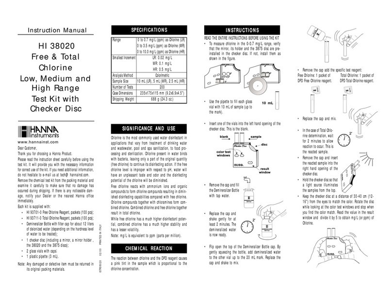 Hanna Instruments HI 38020 instruction manual Hanna Instruments HI 38020 instruction manual
