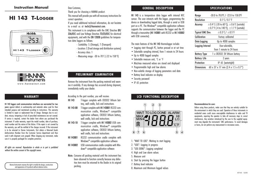 Hanna Instruments HI 143 instruction manual