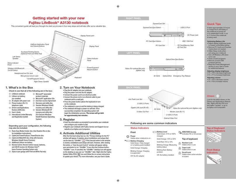 Fujitsu Lifebook A3130 Getting started guide