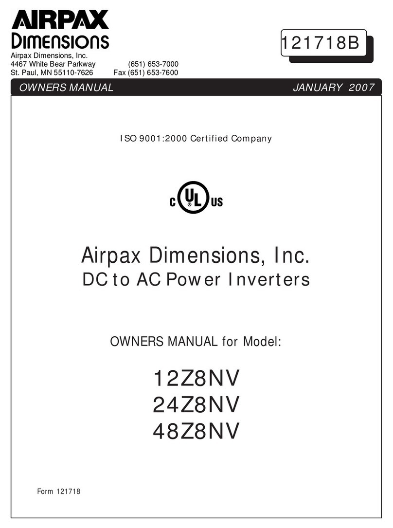 Airpax Dimensions 12Z8NV User manual
