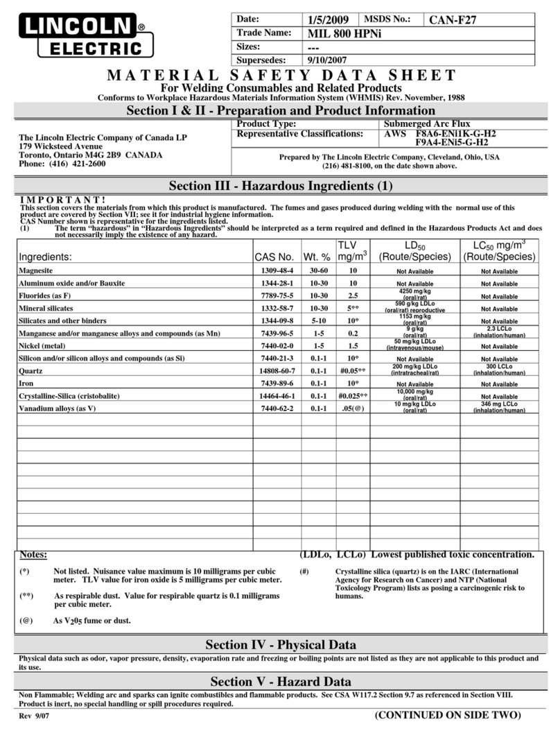 Lincoln Electric MIL 800HPNi datasheet